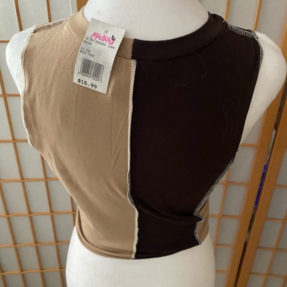 New Nwt Madrag Crop Motorcycle Rock Tank Top Juniors Large Brown Grunge Graphic - Picture 4 of 5
